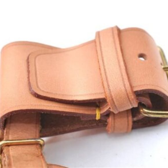 Vintage Louis Vuitton Luggage Tag Poignet Vachetta Leather Brass Gold Tan LV - Picture 13 of 14